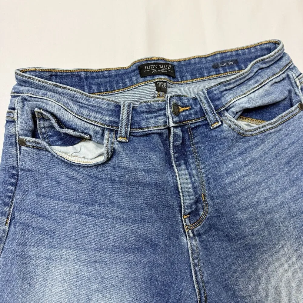 Judy Blue Skinny Jeans Womens 7/28 Medium Wash Blue Denim JB82106MD Stretch